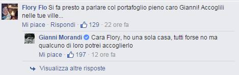 Gianni Morandi e le risposte ai commenti razzisti